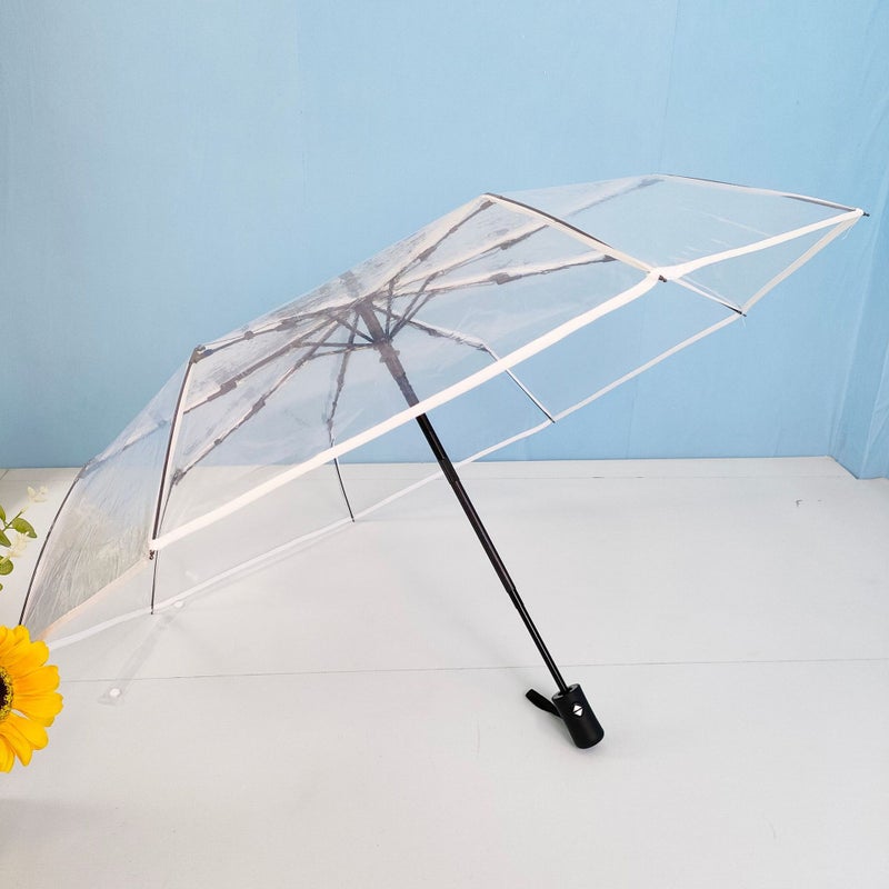 Full-Automatic Three-Folding Transparent Umbrella Thickened Small Fresh Transparent Umbrella Men'S And Women'S Net Red Student Umbrella - Image 4